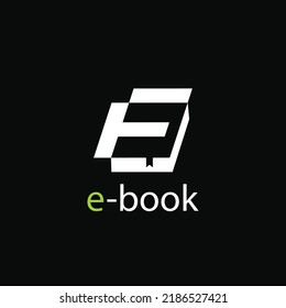 Letter E with book minimal logo design vector illustration