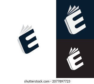 letra E LIBRO monograma diseño del logotipo del alfabeto