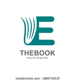 Letter E with book or paper logo template. Suitable for business, web, education, online store, and identity symbol