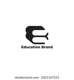 letter e book symbol logo vector 