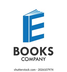 Buchstabe e mit Logo-Vorlagengrafik für Bücher