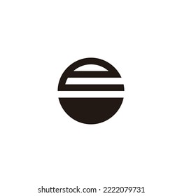 Letter e bowl, circle geometric symbol simple logo vector