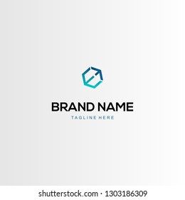 Letter E Box Hexagon Up Arrow Modern Business Creative Logo