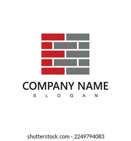 Letter E Brick Logo Template, Real Estate And Developer Company Icon Illustration