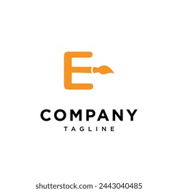 Letter E Brush Art Paint logo icon vector template.eps
