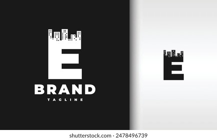 letter E build city logo