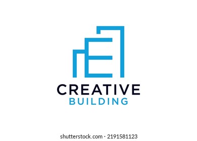 Letra E con diseño vectorial del logotipo de la Compañía de Construcción