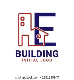 letter E building initial vector logo design