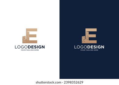 Letter E building logo design. letter E with real estate symbol.