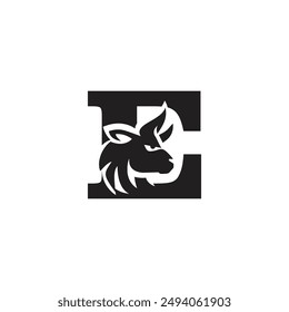 Letter E Bull Head logo icon vector
