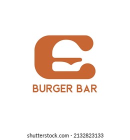 letter E burger bar logo. Burger shop logo