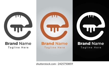 Letter e Burger Logo, Simple and elegant logo of the letter e that forms a burger. Can be used for fast food restaurant logo