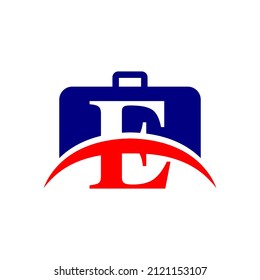 letter E business briefcase logo template