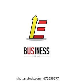 letter E business or finance logo design with arrow of chart symbol