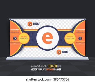 Letter E Business Theme Outdoor Banner Design, Advertising Vector Template 