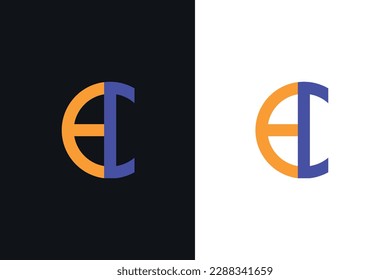 Letter E, and C combine unique logo vector illustration. EC letter mark logo template with smart color for light and dark background.