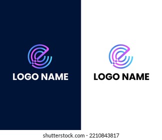 letter e and c modern logo design template