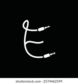 Letter E Cable Jack Logo Design Vector Icon Graphic Symbol Illustration