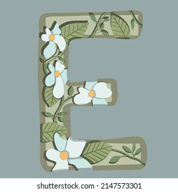 La letra "E". Se puede usar para varios recursos web. La impresión floral decorará cualquier diseño. Decoren su revista, libro o cualquier recurso web con esta hermosa carta.