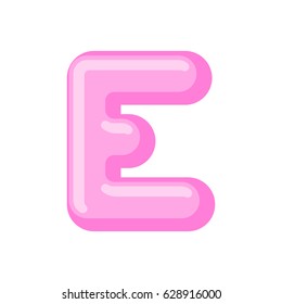 Letter E candy font. Caramel alphabet. lollipop lettering. Sweet ABC sign
