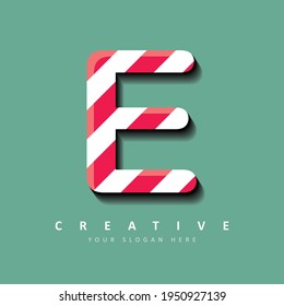 Diseño del logotipo de la carta E Candy. Ilustración vectorial