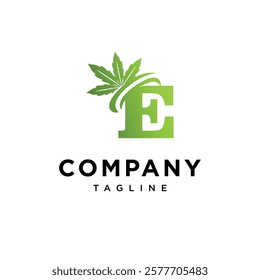 Letter E Cannabis Logo Icon Vector