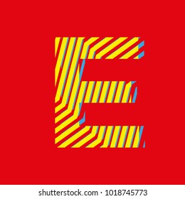 letter E, capital letter for advertising or editable editorial use, vector texture with lines