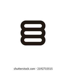 Letra E cápsulas, símbolo geométrico de contorno simple vector logo