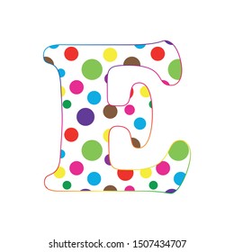 letter E. cartoon fun letters. alphabet for kids. Children's font. dot texture