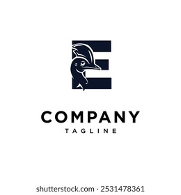 Buchstabe E Cassowary Bird Logo, Vektorsymbol