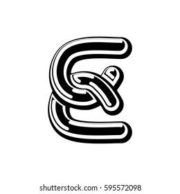 Letter E Celtic font. norse medieval ornament ABC. Traditional ancient manuscripts alphabet
