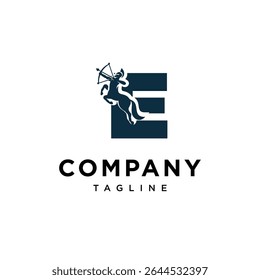 Letra E Centaur ícone do logotipo vetor
