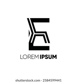 Letter E Chair Furniture Logo Design Vector Icon Symbol Graphic Image Illustration