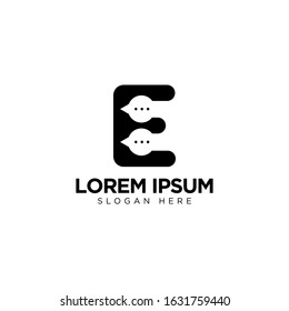 Letter E Chat Logo Design, Communication Logo Template