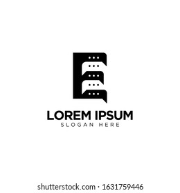 Letter E Chat Logo Design, Communication Logo Template