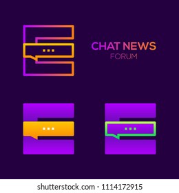 Letter E with Chat News and Forum logo, Social media, Speech bubble, Talk and Message, Technology and digital Social communication logotype