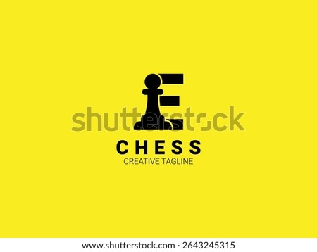 Letter E chess logo with pawn. Chess sport monogram logo template