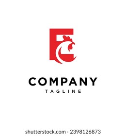 Letter E chicken Rooster logo icon vector template.eps