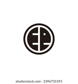 Letter E e circle geometric symbol simple logo vector