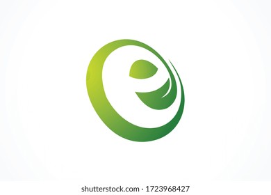 Letter E circle logo natural icon template