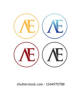 letter A and E in circle logo SET vector