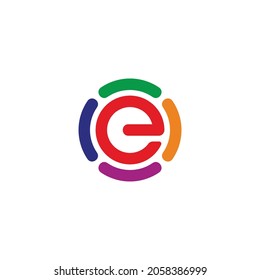 letter e circle motion process symbol colorful logo vector