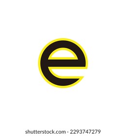Letter e circle, neon geometric symbol simple logo vector