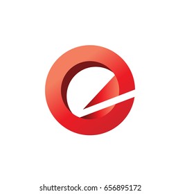 letter E circle red icon logo template