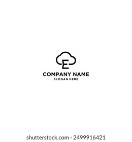 Diseño de logotipo de icono de nube de letra E