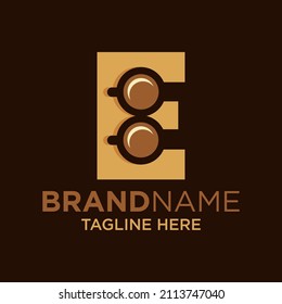 Letter E Coffee Cup, Tea, Chocolate, Logo Design Template Inspiration, Vector Illustration.