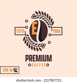 Letter E coffee logo for any business especially for coffee shop, cafe, restaurant, roasted coffee, food truck, etc. Retro style