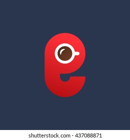 Letter E coffee logo icon design template elements