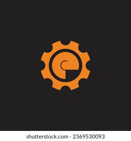 letter e cog gear cute simple logo vector 