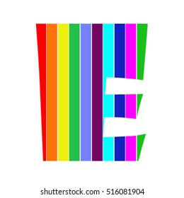 Letter e colored strip alphabet